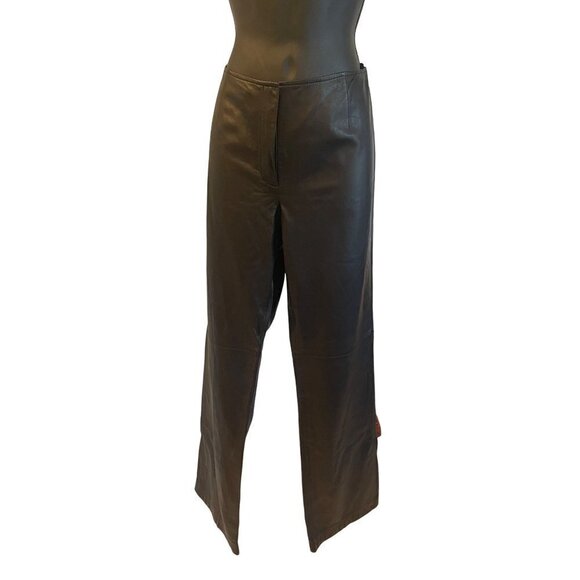 5/48 womens black genuine quality leather pants 30” waist  hip 38' ins leg 32 - Picture 3 of 6